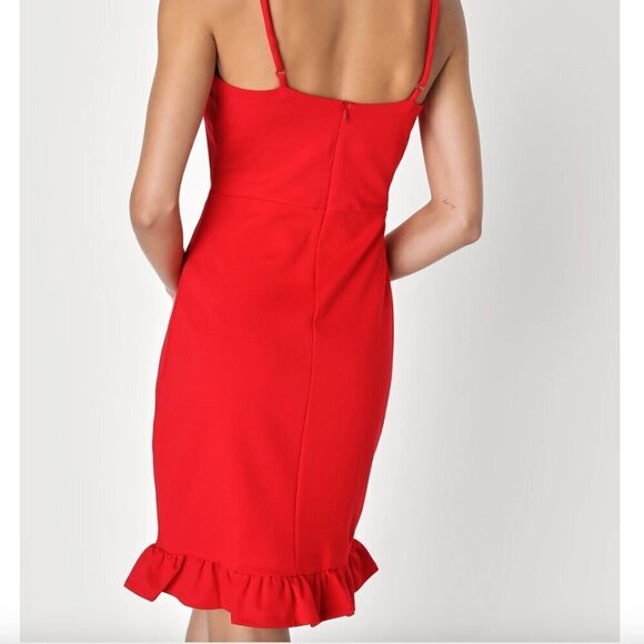 Lulus Red Ruffled Mini Dress  | Women's Size Small - Picture 3 of 8